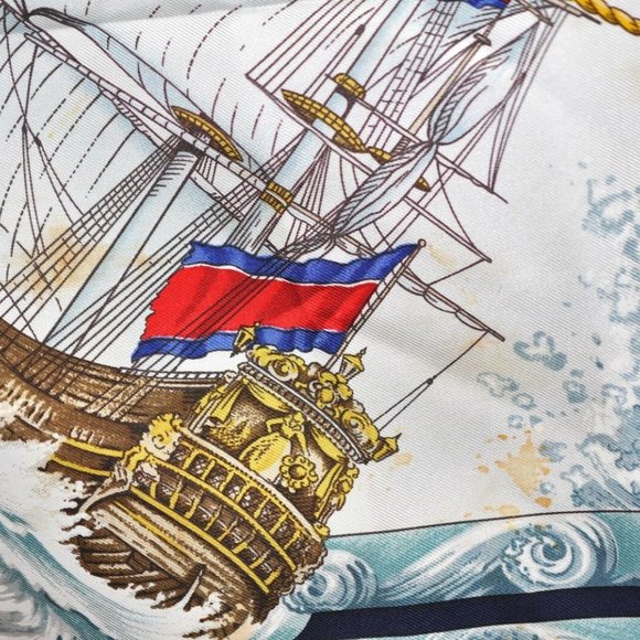 Authentic HERMES Carre 90 Scarf "Vive Le Vent" Silk Red - Picture 8 of 13